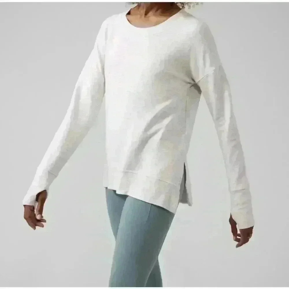 Athleta Coaster Luxe Fog Gray Heather Sweatshirt Women’s Size XXS
